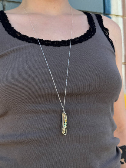 lennox necklace knife, mini knife necklace gold, abalone pocket knife jewelry, stealthy knife pendant, gold filled knife necklace, functional knife jewelry, filigree knife necklace, vintage inspired utility necklace, pocket knife necklace for women, adventurer jewelry, abalone shell pendant knife, necklace with hidden blade, fashionable self defense necklace, secret blade necklace, gold mini knife pendant