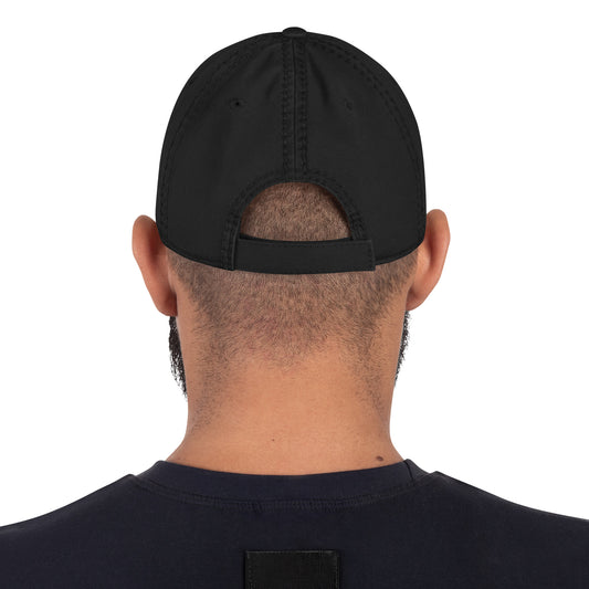 and well-worn pride cap, distressed pride hat, inclusive embroidered hat, rogue and rye lgbtq gear, queer and proud cap, lived-in pride cap, soft cotton twill hat, outright international donation, evolving identity hat, rogue and rye pride collection, gender inclusive pride wear, adjustable distressed cap, embroidered and message, everyday queer pride gear, unstructured pride cap, pride fashion hat, lgbtq supportive cap