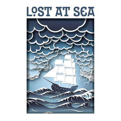 lost at sea solo TTRPG, nautical solo RPG, maritime roleplaying game, seafaring adventure tabletop game, solo journaling RPG sea, survival at sea board game RPG, ocean-themed TTRPG, multiplayer maritime RPG, solo RPG with character sheets, nautical dice roleplaying game