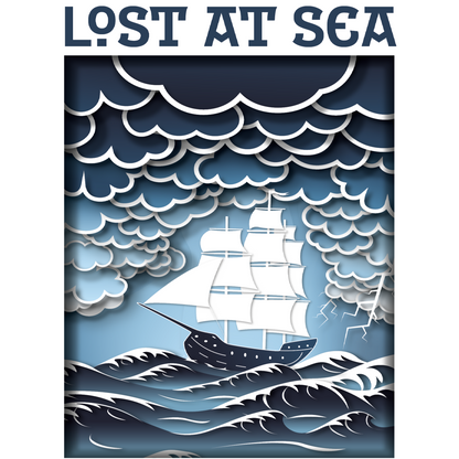 lost at sea solo TTRPG, nautical solo RPG, maritime roleplaying game, seafaring adventure tabletop game, solo journaling RPG sea, survival at sea board game RPG, ocean-themed TTRPG, multiplayer maritime RPG, solo RPG with character sheets, nautical dice roleplaying game