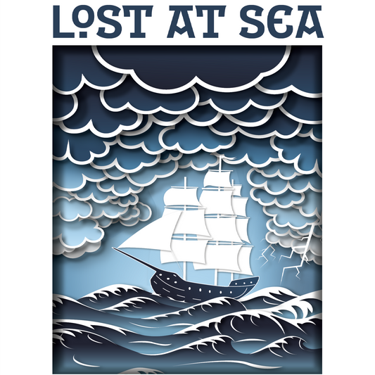 lost at sea solo TTRPG, nautical solo RPG, maritime roleplaying game, seafaring adventure tabletop game, solo journaling RPG sea, survival at sea board game RPG, ocean-themed TTRPG, multiplayer maritime RPG, solo RPG with character sheets, nautical dice roleplaying game