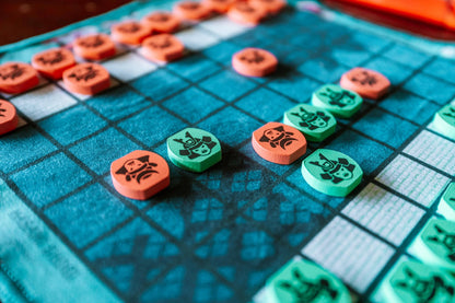 Hasami Shogi game, Hasami Shogi board game, Hasami Shogi Japan, Scissor Chess game, scissor chess board game, Shogi variant game, Japanese abstract strategy game, 2 player strategy game, 2 player board game ages 6 and up, 20 minute strategy game, family strategy board game, classic games collection, LUDOS Collection, LUDOS Asia, volume 1 LUDOS Asia, preserve games of the past, samurai strategy game, capture by sandwiching pieces game, five in a row strategy game, educational strategy game for kids, travel f