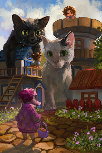 Magical kitties and fantasy characters exploring the kingdom of Fantastica