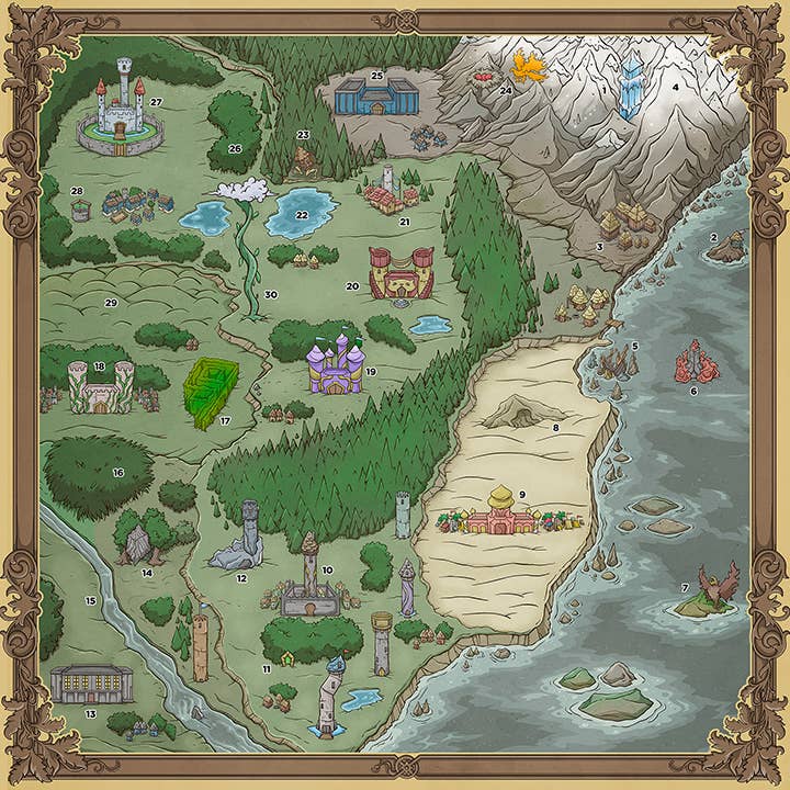 Illustrated map of Fantastica for the Magical Kitties Save the Day RPG