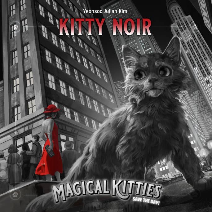 Magical Kitties Save the Day Kitty Noir RPG book with black-and-white detective noir cover art