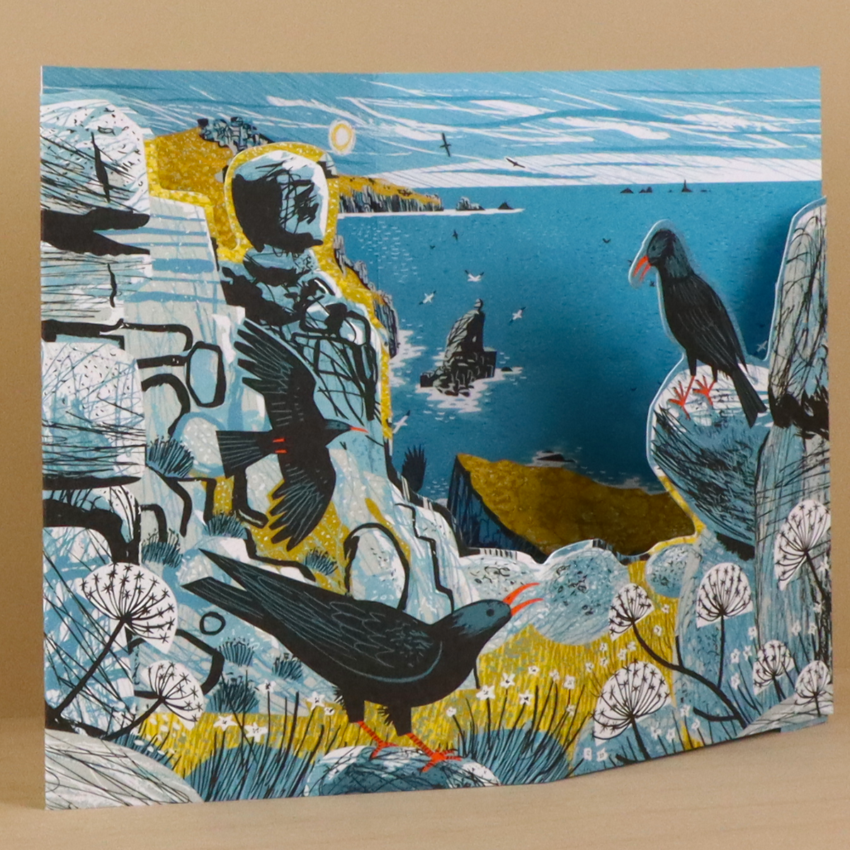 Mayon Cliff Choughs Art Greeting Card