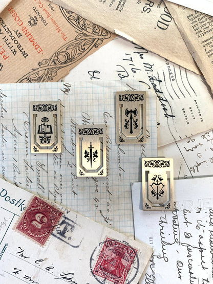 brass page markers, metal bookmarks, mini brass bookmarks, journal accessories, planner bookmarks, reusable bookmarks, aesthetic stationery, brass stationery gifts, book lover gifts, thin metal page markers, sketchbook bookmark set, minimalist bookmark set, golden page tabs, durable metal tabs, vintage-inspired book accessories