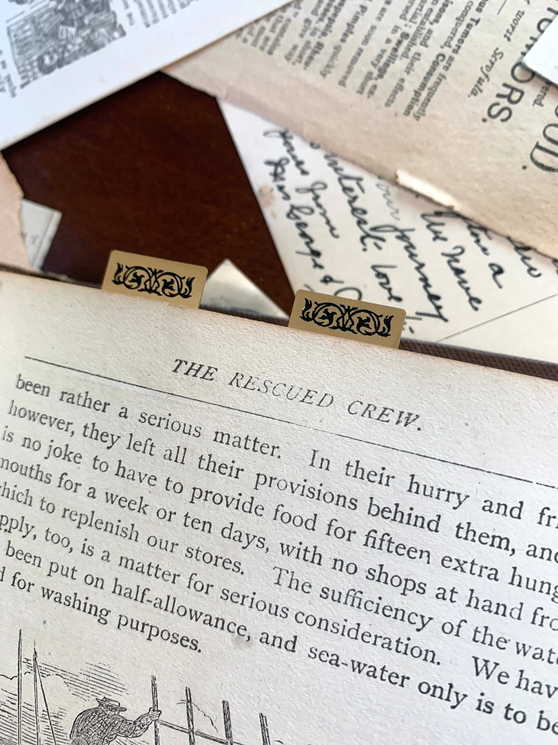 brass page markers, metal bookmarks, mini brass bookmarks, journal accessories, planner bookmarks, reusable bookmarks, aesthetic stationery, brass stationery gifts, book lover gifts, thin metal page markers, sketchbook bookmark set, minimalist bookmark set, golden page tabs, durable metal tabs, vintage-inspired book accessories