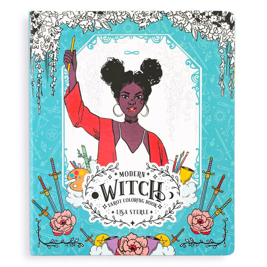 modern witch tarot coloring book, Lisa Sterle tarot art, witchy coloring book, tarot deck companion book, diverse witchcraft imagery, coloring book for witches, modern feminist tarot, interactive tarot workbook, modern witchcraft guide, tarot journal and coloring, flexibound tarot book, tarot and color symbolism, tarot reflection book, tarot for beginners and enthusiasts