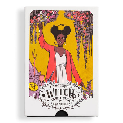 modern witch tarot deck, Lisa Sterle tarot, contemporary tarot cards, feminist tarot deck, inclusive tarot deck, 21st century witchcraft, diverse tarot imagery, modern tarot guidebook, vibrant tarot art, empowering tarot deck, witchy tarot set, tarot for self-discovery, LGBTQ+ inclusive tarot, contemporary archetype tarot, tarot with hardcover guidebook