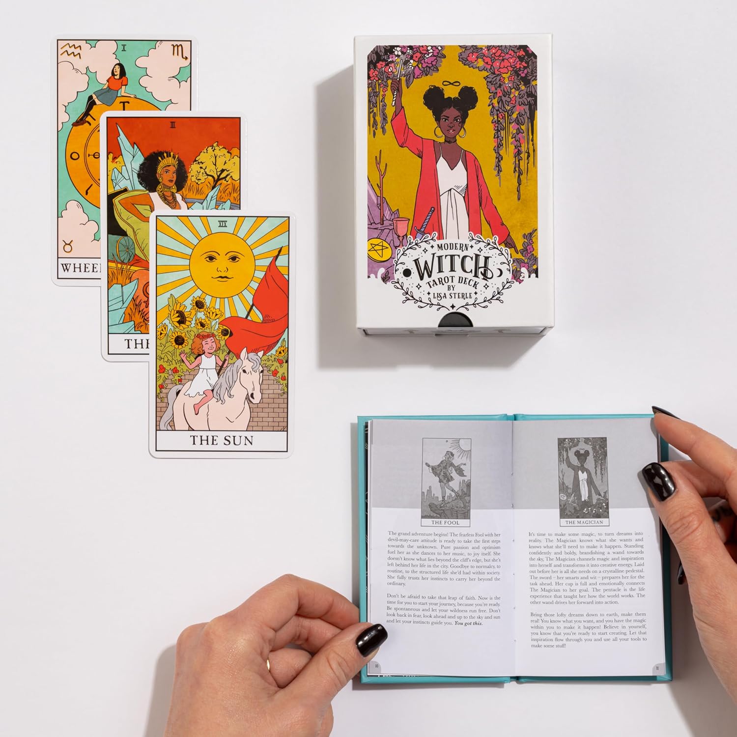 modern witch tarot deck, Lisa Sterle tarot, contemporary tarot cards, feminist tarot deck, inclusive tarot deck, 21st century witchcraft, diverse tarot imagery, modern tarot guidebook, vibrant tarot art, empowering tarot deck, witchy tarot set, tarot for self-discovery, LGBTQ+ inclusive tarot, contemporary archetype tarot, tarot with hardcover guidebook