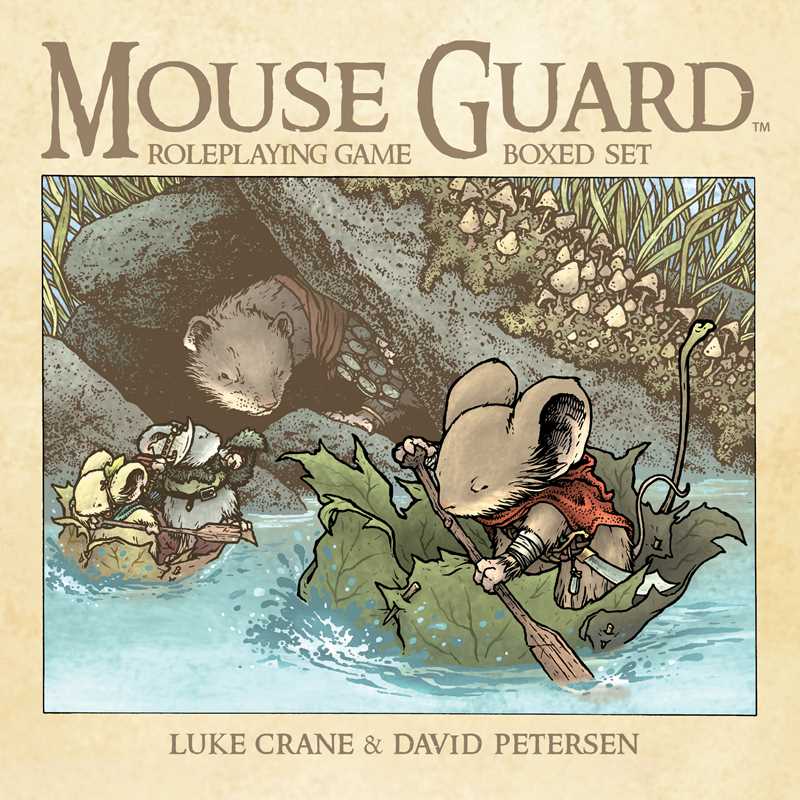mouse guard rpg box set, mouse guard 2nd edition, david petersen rpg, tabletop mouse adventure, anthropomorphic animal rpg, guard patrol game, mouse guard roleplaying game, origin award winning rpg, fantasy mouse tabletop game