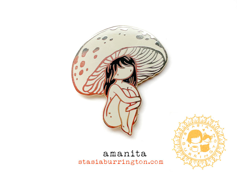 mushroom girl pin, enamel mushroom pin, nature-inspired accessories, woodland enamel pin, fungi lover gift, foraging pin, mushroom enamel badge, hard enamel mushroom pin, cottagecore pin, forest aesthetic accessory