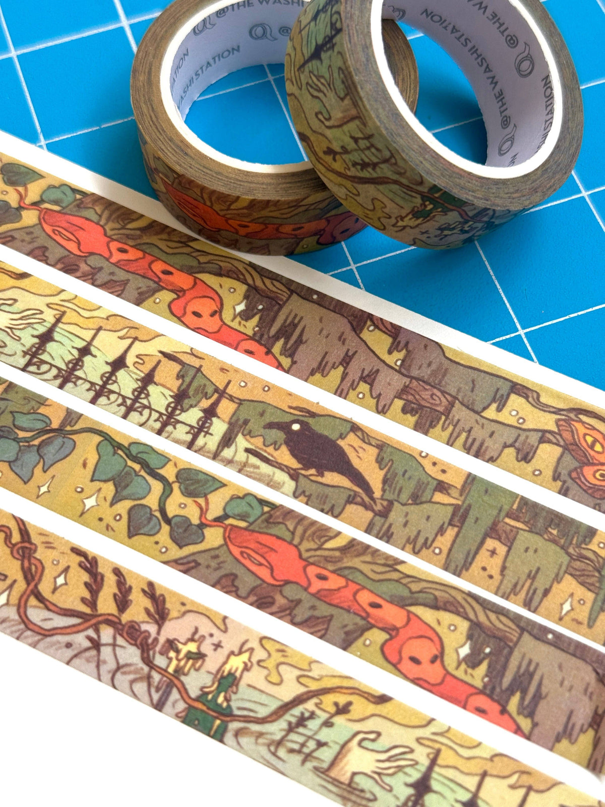 Southern Gothic Storyteller washi tape by Natalie Andrewson with illustrated characters and animals
