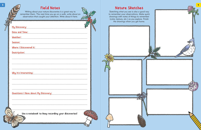 nature activity book for kids, outdoor learning workbook, STEM nature activities, kids nature journal, backyard science book, nature crafts and games, educational activity book ages 5+, forest school supplies, kids nature observation, animal tracks activity book, leaf identification for kids, bird watching activities, kids field notebook, homeschool nature curriculum