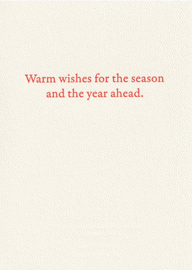 Saturn Press card, New Year letterpress card, snow fox greeting card, winter animal stationery, deckle edge holiday card, handmade letterpress card, winter country road card, seasonal greeting card with message, nature-inspired New Year card, premium paper goods, winter stationery, artisanal holiday card.