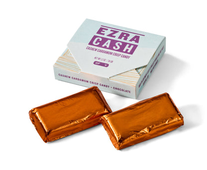 Oregon Bark Ezra Cash, cashew cardamom crisp candy, cashew butter dark chocolate candy, cardamom black pepper chocolate, spiced dark chocolate candy, vegan chocolate candy, gluten free chocolate candy, Portland Oregon handmade candy, artisan candy Portland, organic fair trade dark chocolate, small batch vegan candy, plastic free packaged candy, sustainable candy gift, spiced chocolate bar, cardamom chocolate gift, cashew butter candy bar, crisp candy in dark chocolate, tea pairing chocolate, toddy night tre