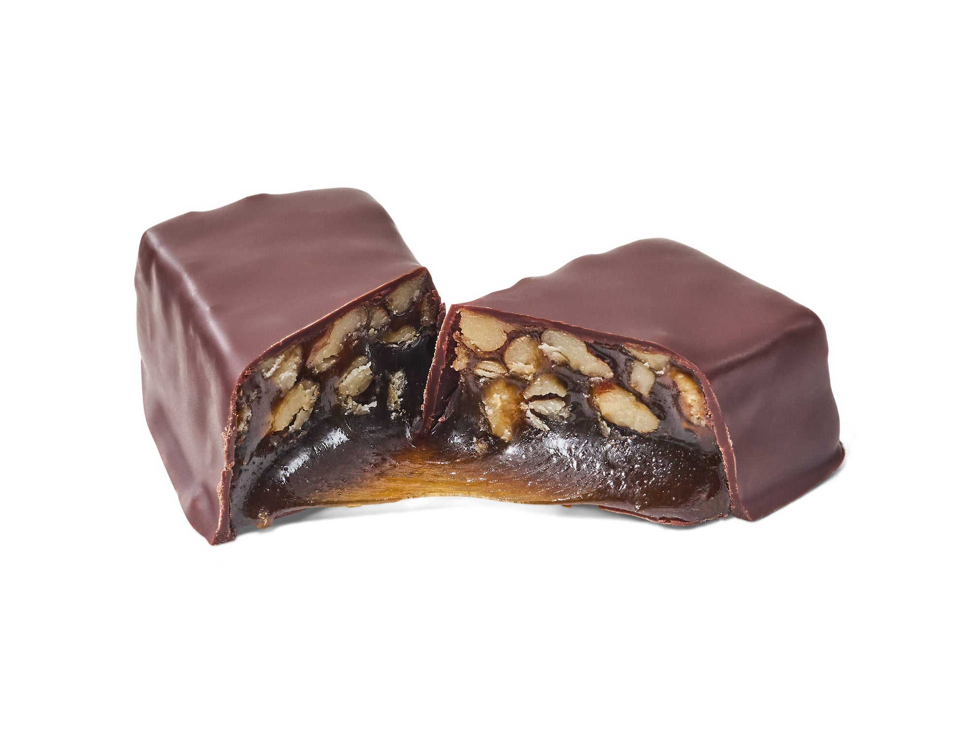 Oregon Bark Lou Whistle, molasses pecan chew candy, pecan pie candy in dark chocolate, chewy pecan chocolate candy, molasses dark chocolate candy, vegan dark chocolate candy, gluten free candy box, Portland Oregon handmade candy, artisan candy Portland, small batch vegan candy, plastic free packaged candy, sustainable candy gift, dairy free pecan candy, chewy candy covered in dark chocolate, pecan molasses chocolate chew, two bars per box candy, boxed candy gift, coffee pairing candy, chai pairing candy, bo