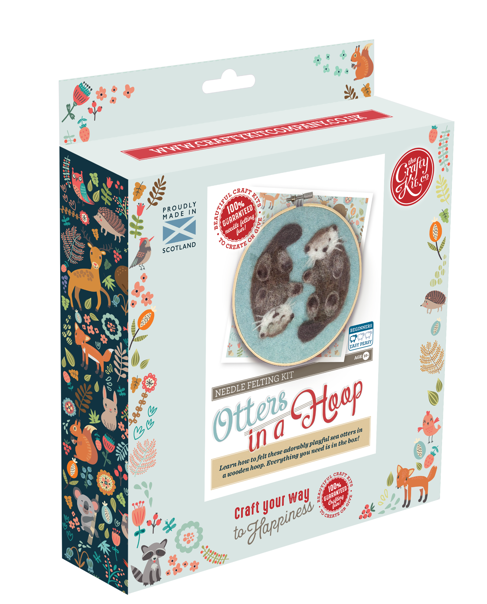 otters needle felting kit, otters in a hoop craft kit, painting with wool otters, beginner needle felting project, diy wool animal art, corriedale wool felting kit, 2d felting kit with hoop, otter wall art craft kit, crafty kit company otters, wool felt otter kit, felt animal couple project, scottish felting kits, embroidery hoop felt animals, felt otter gift idea, eco-friendly craft kit