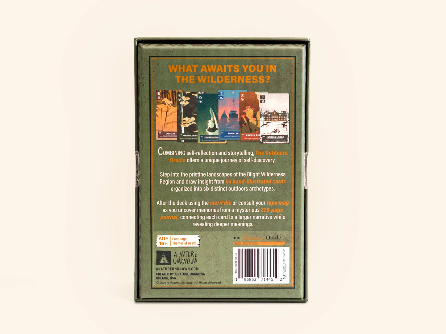 Outdoors Oracle deck, nature oracle cards, storytelling oracle deck, introspection card deck, Portland illustrators, A Nature Unknown, narrative journal deck, wilderness oracle, unique gift for nature lovers, indie oracle deck, Oregon makers