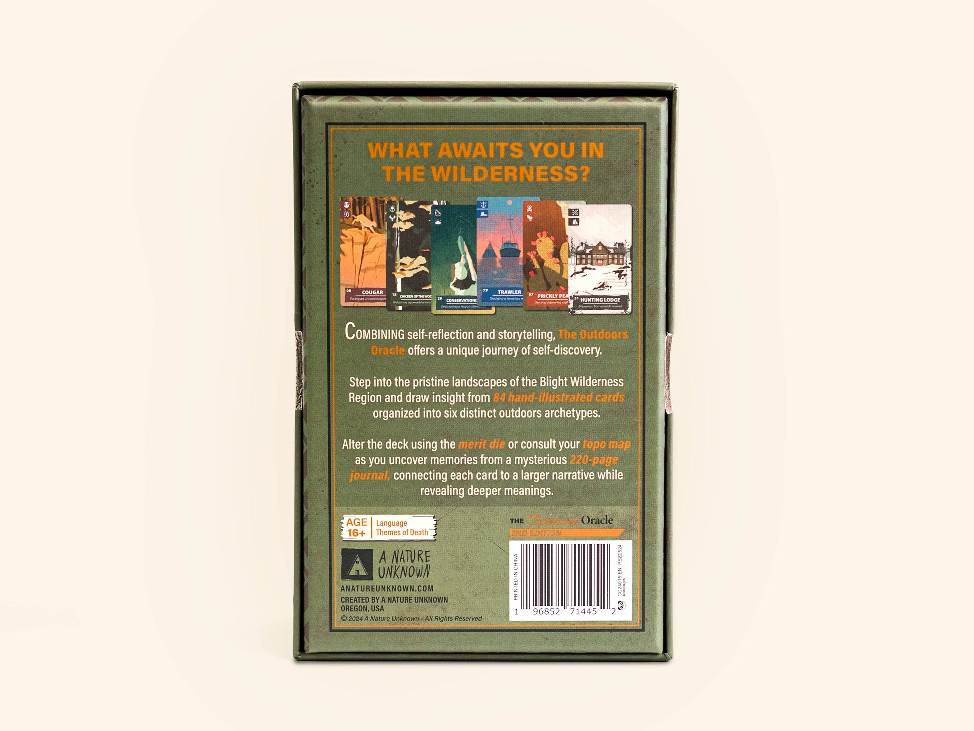 Outdoors Oracle deck, nature oracle cards, storytelling oracle deck, introspection card deck, Portland illustrators, A Nature Unknown, narrative journal deck, wilderness oracle, unique gift for nature lovers, indie oracle deck, Oregon makers