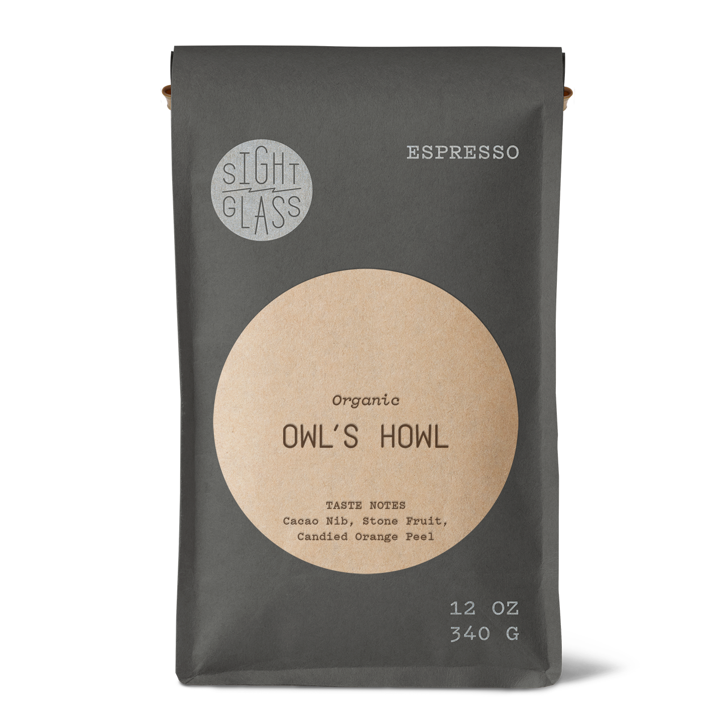 Owl's Howl Organic Espresso by Sightglass Coffee featuring cacao nib, stone fruit, and candied orange peel tasting notes in a medium-dark roast