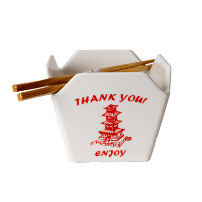 pagoda takeout box bowl, ceramic ramen bowl with chopsticks, reusable takeout container bowl, Urban Tokyo pagoda bowl, Japanese-style noodle bowl, microwave safe ceramic bowl, dishwasher safe takeout bowl, fun kitchen gift, Asian-inspired dinnerware, noodle bowl with chopstick holder, Rogue & Rye kitchen and home collection, ceramic takeout design, red pagoda bowl gift.