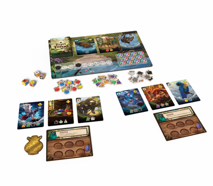 Parks and Potions game, Parks & Potions board game, potion crafting dice game, park ranger board game, nature themed board game, animal healing board game, botanical alchemy game, roll and write style game, dice game for families, family board game ages 8 and up, 1 to 5 player board game, solo friendly board game, 15 to 30 minute board game, quick strategy board game, cozy tabletop game, wildlife rescue board game, biomes animal game, light strategy family game, tabletop game gift, nature lover board game, 