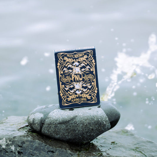 PNW playing cards, Pacific Northwest gifts, PNW wildlife cards, mushroom playing cards, nature playing cards, illustrated card deck, Pacific Northwest art deck, PNW game night, botanical playing cards, wildlife illustrations, trail-inspired playing cards, smooth shuffle cards, high-quality card deck, unique PNW gift, family-run game studio, Gameswell playing cards, Pacific Northwest mushrooms, PNW artisan gift, Rogue & Rye card games, nature lover gift idea, eco-inspired playing cards, illustrated face card