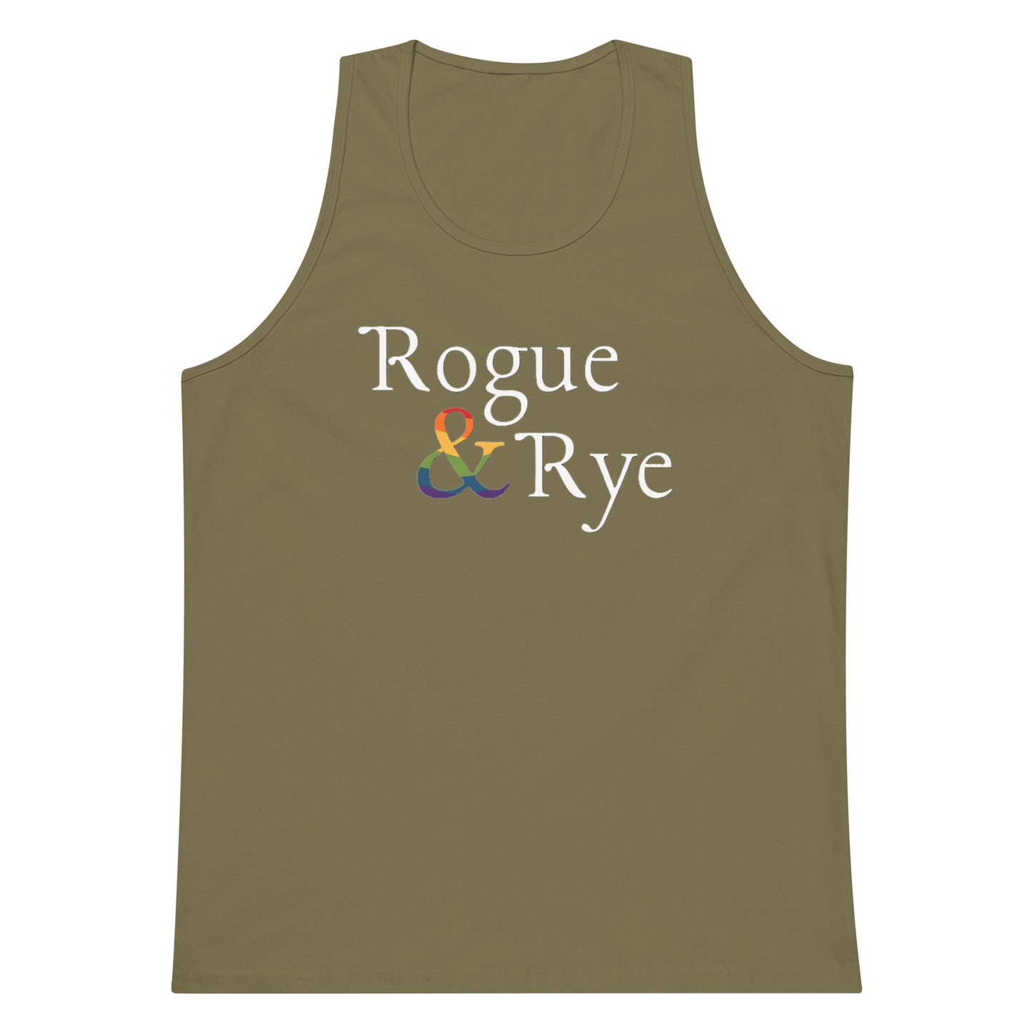 and pride tank top, premium lgbtq tank, inclusive pride apparel, rogue and rye pride collection, queer and strong tank, soft cotton pride tank, sleeveless inclusive shirt, lgbtq movement wear, outright international donation, love without limits tank, roomy fit pride tank, gender inclusive pride gear, drop armhole tank, midweight cotton tank, pride activewear, complex identity pride shirt, rogue and rye tank top