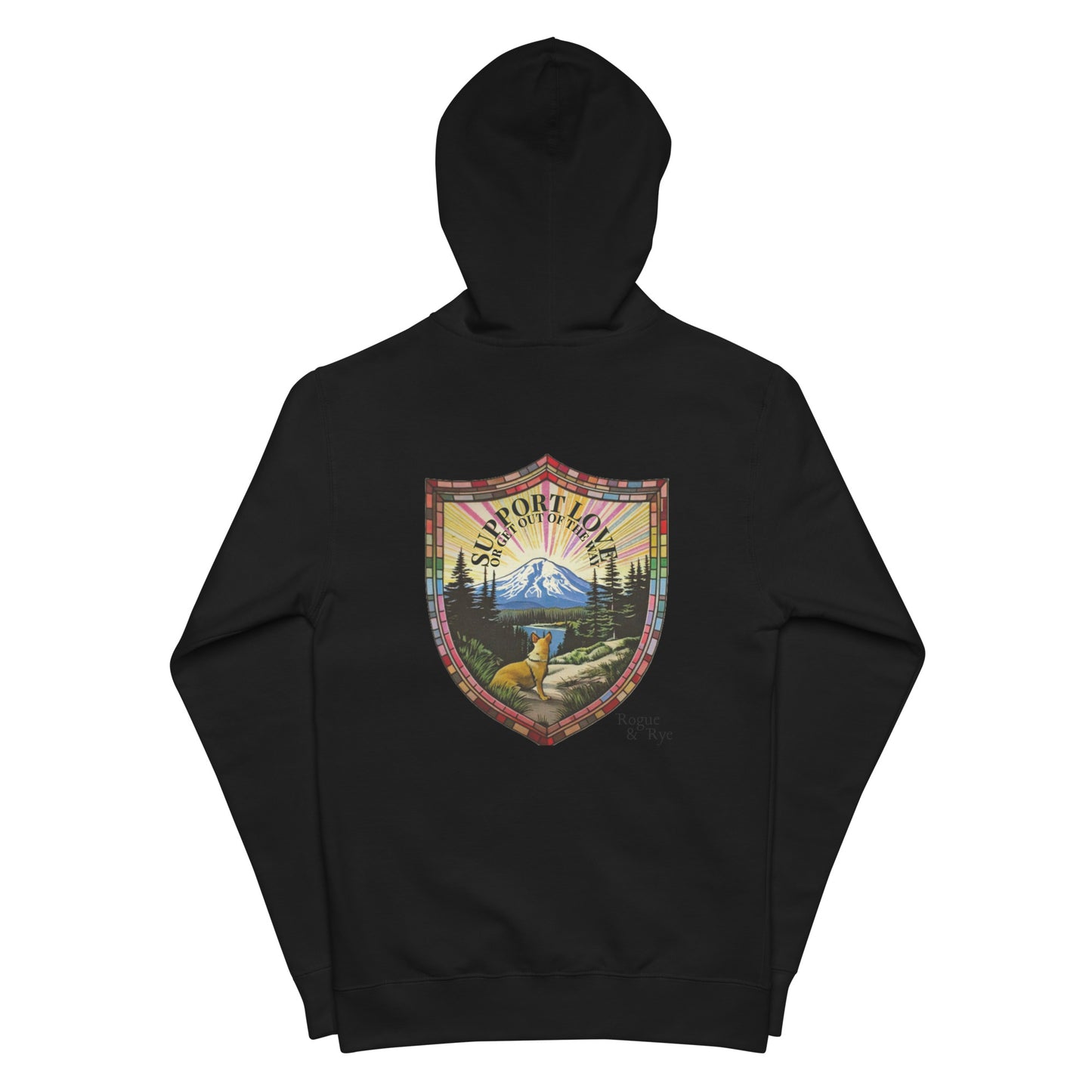 Pride zip hoodie, LGBTQIA+ sweatshirt, queer pride hoodie, bold message hoodie, support love sweatshirt, rainbow pride apparel, gender-neutral pride clothing, activist hoodie, solidarity apparel, LGBTQ rights gear, ally pride wear, expressive hoodie, fleece zip-up, jersey-lined hood, cotton face hoodie, durable sweatshirt, cozy pride wear, ethically made hoodie, made-to-order gear, Outright International, inclusive fashion brand.