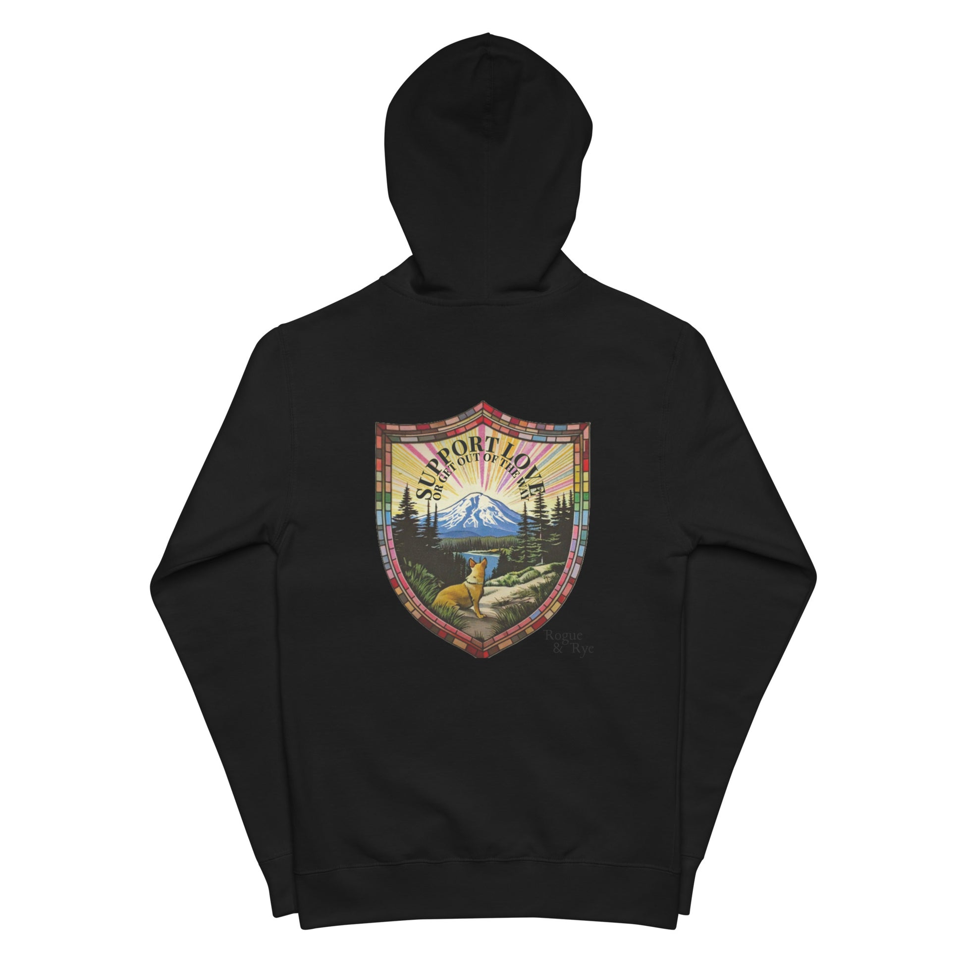 Pride zip hoodie, LGBTQIA+ sweatshirt, queer pride hoodie, bold message hoodie, support love sweatshirt, rainbow pride apparel, gender-neutral pride clothing, activist hoodie, solidarity apparel, LGBTQ rights gear, ally pride wear, expressive hoodie, fleece zip-up, jersey-lined hood, cotton face hoodie, durable sweatshirt, cozy pride wear, ethically made hoodie, made-to-order gear, Outright International, inclusive fashion brand.