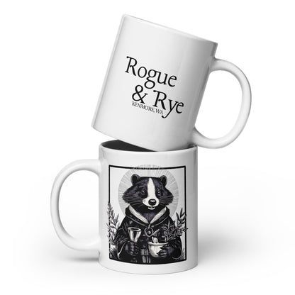 cleric skunk mug, Rogue & Rye cleric coffee mug, healing magic mug, dnd cleric gift, fantasy ceramic mug, tabletop rpg drinkware, skunk character mug, dishwasher safe dnd mug, microwave safe cleric mug, rpg coffee cup