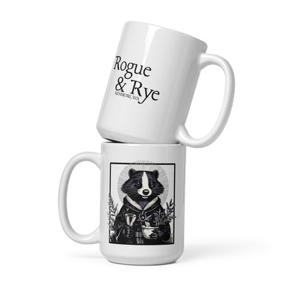 cleric skunk mug, Rogue & Rye cleric coffee mug, healing magic mug, dnd cleric gift, fantasy ceramic mug, tabletop rpg drinkware, skunk character mug, dishwasher safe dnd mug, microwave safe cleric mug, rpg coffee cup