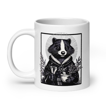 cleric skunk mug, Rogue & Rye cleric coffee mug, healing magic mug, dnd cleric gift, fantasy ceramic mug, tabletop rpg drinkware, skunk character mug, dishwasher safe dnd mug, microwave safe cleric mug, rpg coffee cup