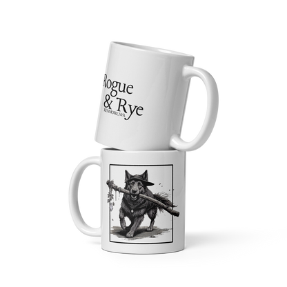 druid dog mug, Rogue & Rye druid coffee mug, nature magic mug, fantasy ceramic mug, dnd druid merchandise, tabletop gamer mug, druid dog gift, microwave safe mug, dishwasher safe mug, rpg dog druid drinkware
