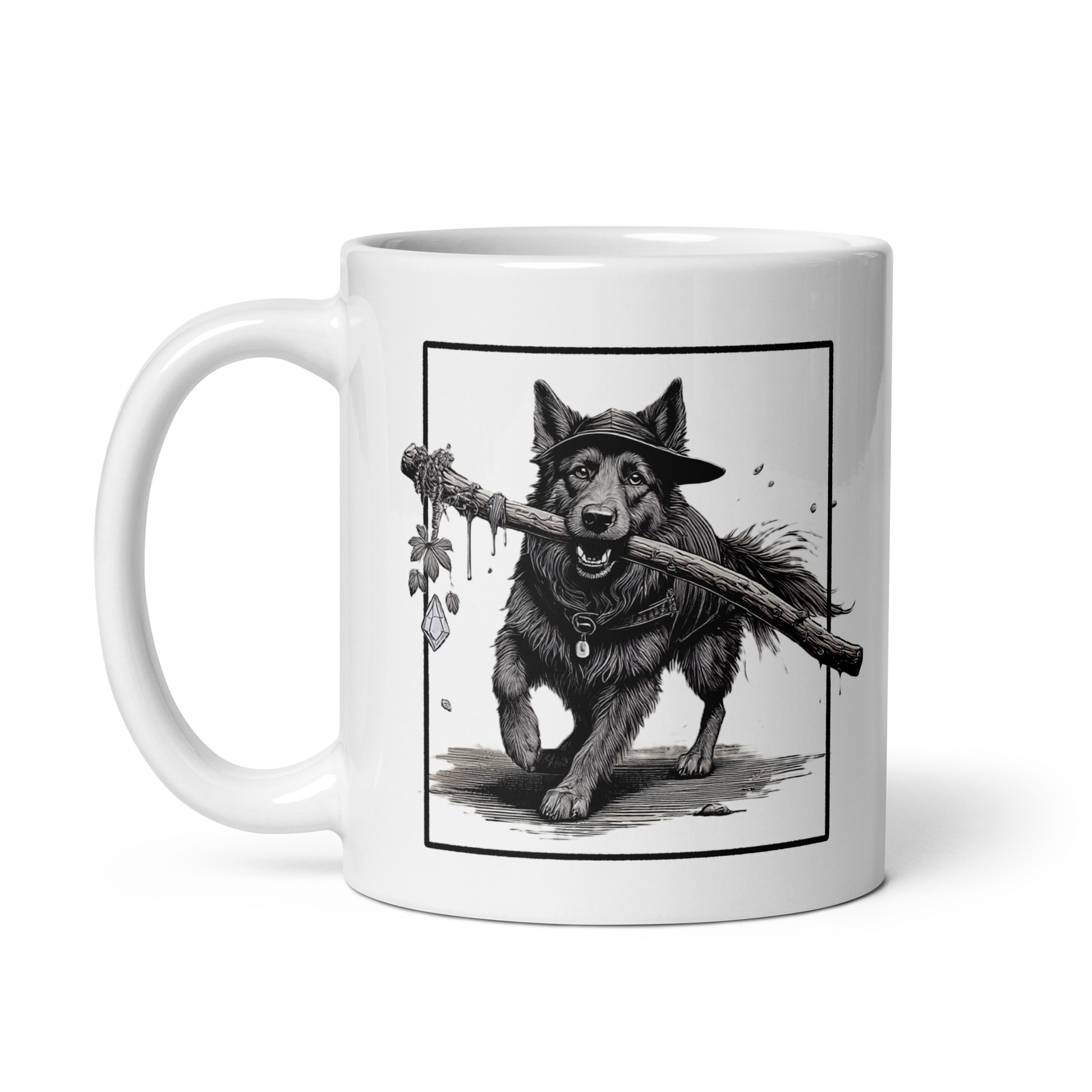 druid dog mug, Rogue & Rye druid coffee mug, nature magic mug, fantasy ceramic mug, dnd druid merchandise, tabletop gamer mug, druid dog gift, microwave safe mug, dishwasher safe mug, rpg dog druid drinkware