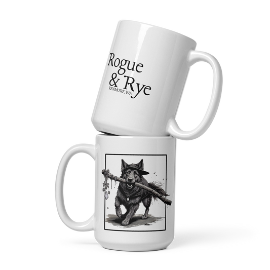 druid dog mug, Rogue & Rye druid coffee mug, nature magic mug, fantasy ceramic mug, dnd druid merchandise, tabletop gamer mug, druid dog gift, microwave safe mug, dishwasher safe mug, rpg dog druid drinkware