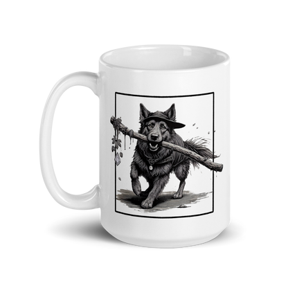 druid dog mug, Rogue & Rye druid coffee mug, nature magic mug, fantasy ceramic mug, dnd druid merchandise, tabletop gamer mug, druid dog gift, microwave safe mug, dishwasher safe mug, rpg dog druid drinkware