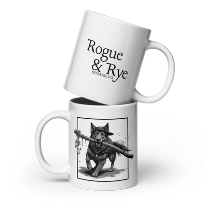 druid dog mug, Rogue & Rye druid coffee mug, nature magic mug, fantasy ceramic mug, dnd druid merchandise, tabletop gamer mug, druid dog gift, microwave safe mug, dishwasher safe mug, rpg dog druid drinkware