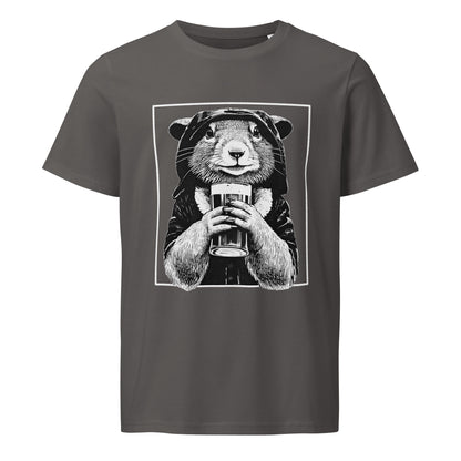 rogue squirrel t-shirt, organic cotton fantasy tee, unisex rpg shirt, dark color adventurer shirt, sustainable gaming apparel, eco-friendly rogue shirt, breathable fantasy t-shirt, rogue and rye clothing, mischief-inspired organic tee, medieval rogue style shirt