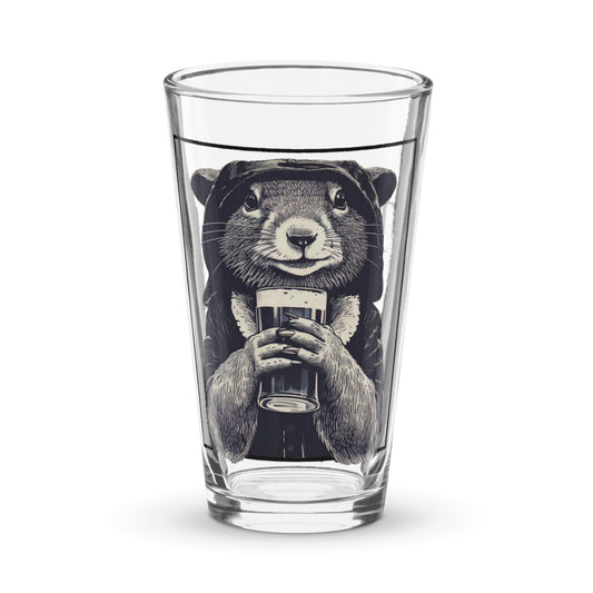 rogue pint glass, RPG pint glass, D&D rogue drinkware, Rogue & Rye barware, fantasy shaker glass, tabletop gaming glassware, 16 oz rogue glass, squirrel rogue glass, gamer pint glass, mischief drinkware