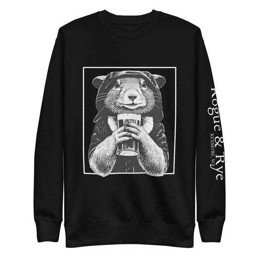rogue and rye sweatshirt, squirrel rogue crewneck, fantasy gamer sweatshirt, unisex rpg sweatshirt, dark color fleece sweatshirt, rogue character apparel, cozy dnd sweatshirt, adventure game night clothing, premium fantasy sweatshirt, rogue and rye merch
