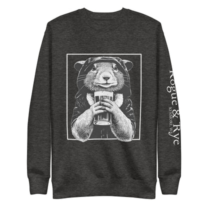 rogue and rye sweatshirt, squirrel rogue crewneck, fantasy gamer sweatshirt, unisex rpg sweatshirt, dark color fleece sweatshirt, rogue character apparel, cozy dnd sweatshirt, adventure game night clothing, premium fantasy sweatshirt, rogue and rye merch