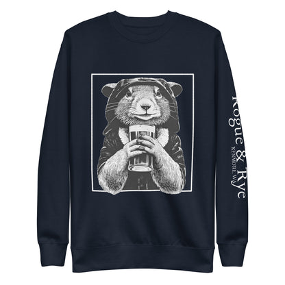 rogue and rye sweatshirt, squirrel rogue crewneck, fantasy gamer sweatshirt, unisex rpg sweatshirt, dark color fleece sweatshirt, rogue character apparel, cozy dnd sweatshirt, adventure game night clothing, premium fantasy sweatshirt, rogue and rye merch
