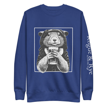 rogue and rye sweatshirt, squirrel rogue crewneck, fantasy gamer sweatshirt, unisex rpg sweatshirt, dark color fleece sweatshirt, rogue character apparel, cozy dnd sweatshirt, adventure game night clothing, premium fantasy sweatshirt, rogue and rye merch