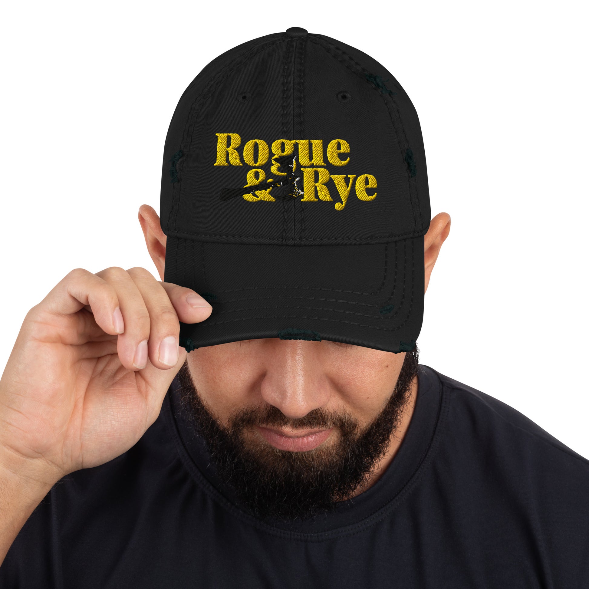 distressed baseball cap, rogue style hat, battle axe embroidered cap, low profile cotton twill hat, adjustable cotton cap, gamer baseball hat, fantasy adventure hat, rogue and rye cap, unstructured 6-panel hat, RPG inspired hat, cotton adventure cap, rugged casual cap, fantasy roleplay hat, geeky gamer hat, vintage look baseball cap