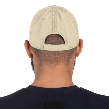 distressed baseball cap, rogue style hat, battle axe embroidered cap, low profile cotton twill hat, adjustable cotton cap, gamer baseball hat, fantasy adventure hat, rogue and rye cap, unstructured 6-panel hat, RPG inspired hat, cotton adventure cap, rugged casual cap, fantasy roleplay hat, geeky gamer hat, vintage look baseball cap