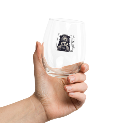 The Rogue wine glass, RPG stemless wine glass, D&D drinkware, fantasy character glassware, Rogue & Rye tabletop gear, gamer gift wine glass, 15 oz wine tumbler, stemless gaming glass, rogue character wine glass, fantasy-themed wine glass