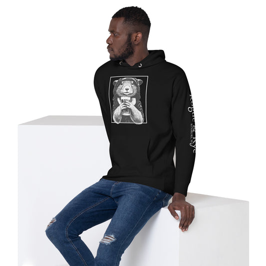 rogue and rye hoodie, squirrel rogue hoodie, unisex fantasy hoodie, rpg gamer hoodie, cozy dnd hoodie, rogue character sweatshirt, dark cotton hoodie for gamers, adventure themed apparel, nerdy streetwear hoodie, rogue and rye merch